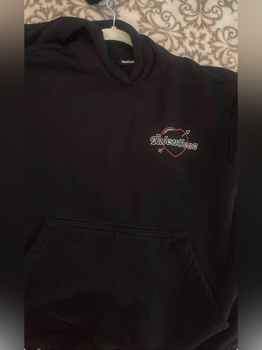 Talentless Black Hoodie with Heart Logo - Pullover